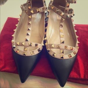 Valentino Rockstud caged ballerina flats